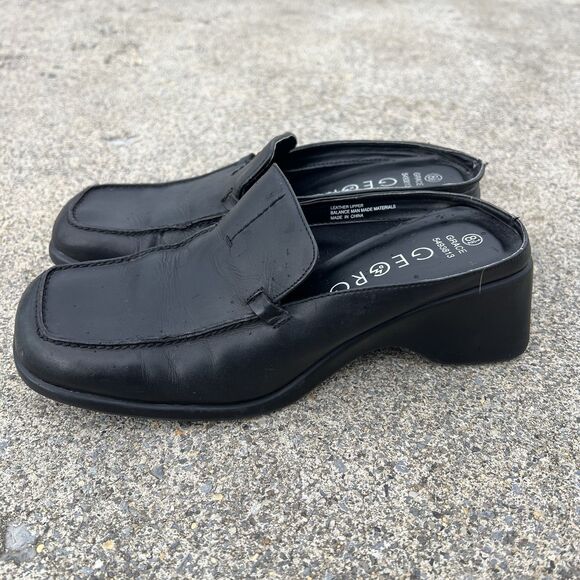 Vintage 90s Leather Slip on Mule Slides - Picture 6 of 10